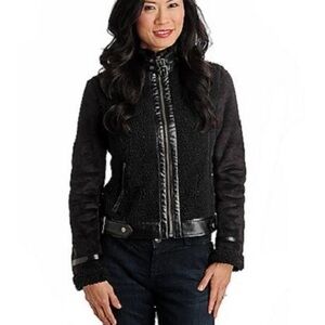 Members Only Women’s Black Moto Faux Suede Plush Jacket - NWT - XL